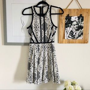 Parker Black and White Skater Dress